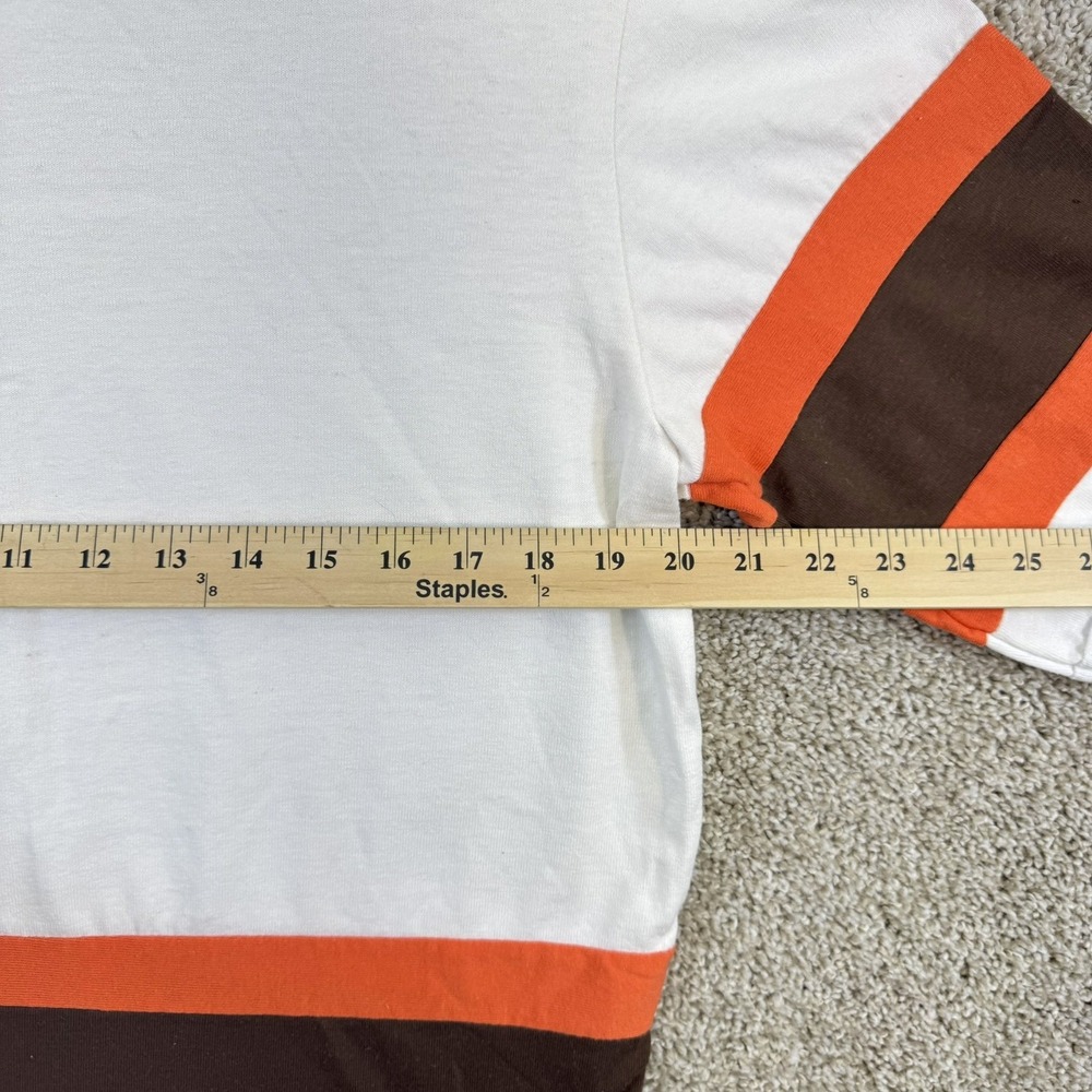 Cleveland Browns Nutmeg Mills T-Shirt Men Medium White Vintage Striped Made USA - Picture 7 of 9